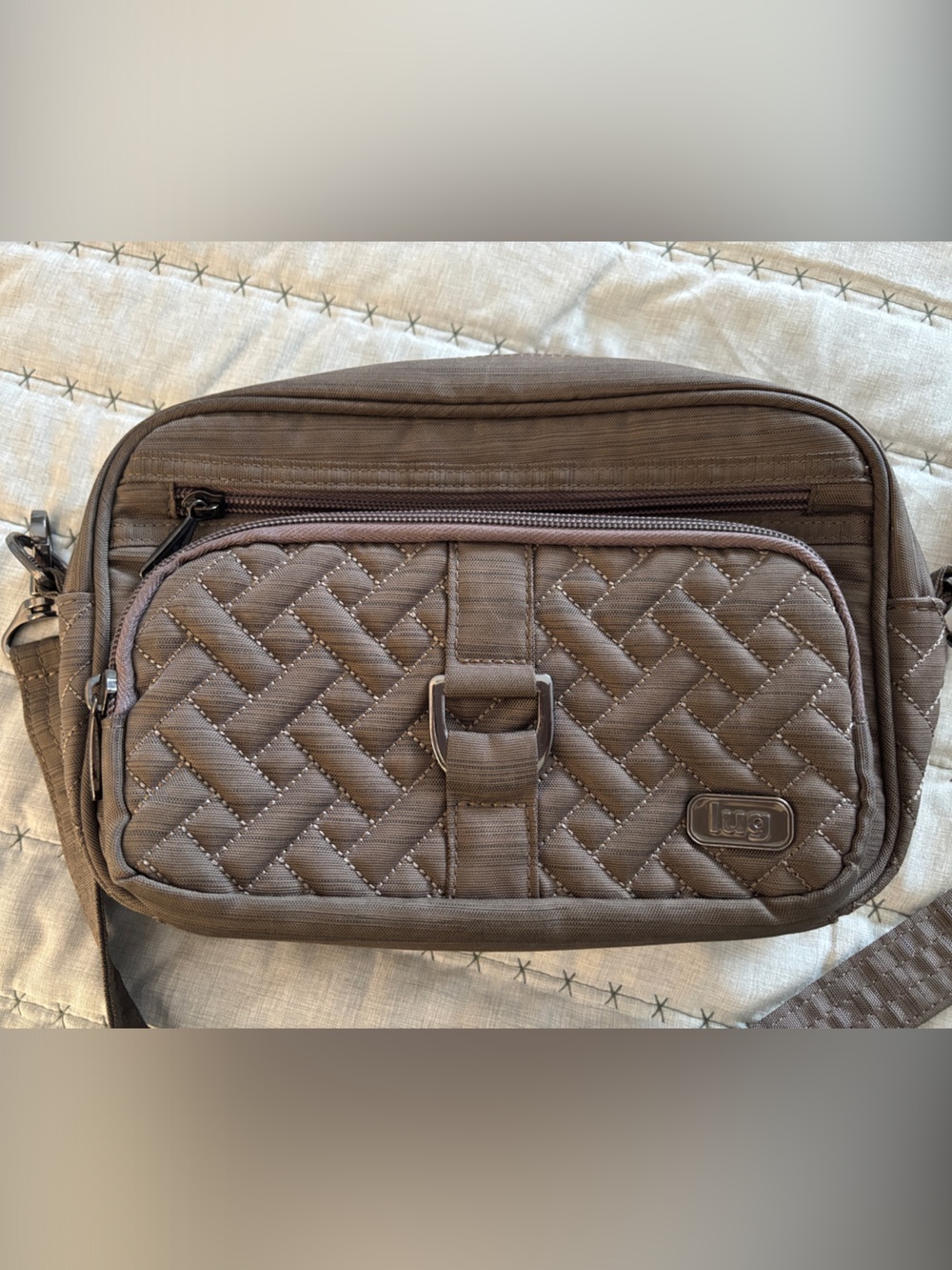 Lug Quilted Crossbody Bag in Brown